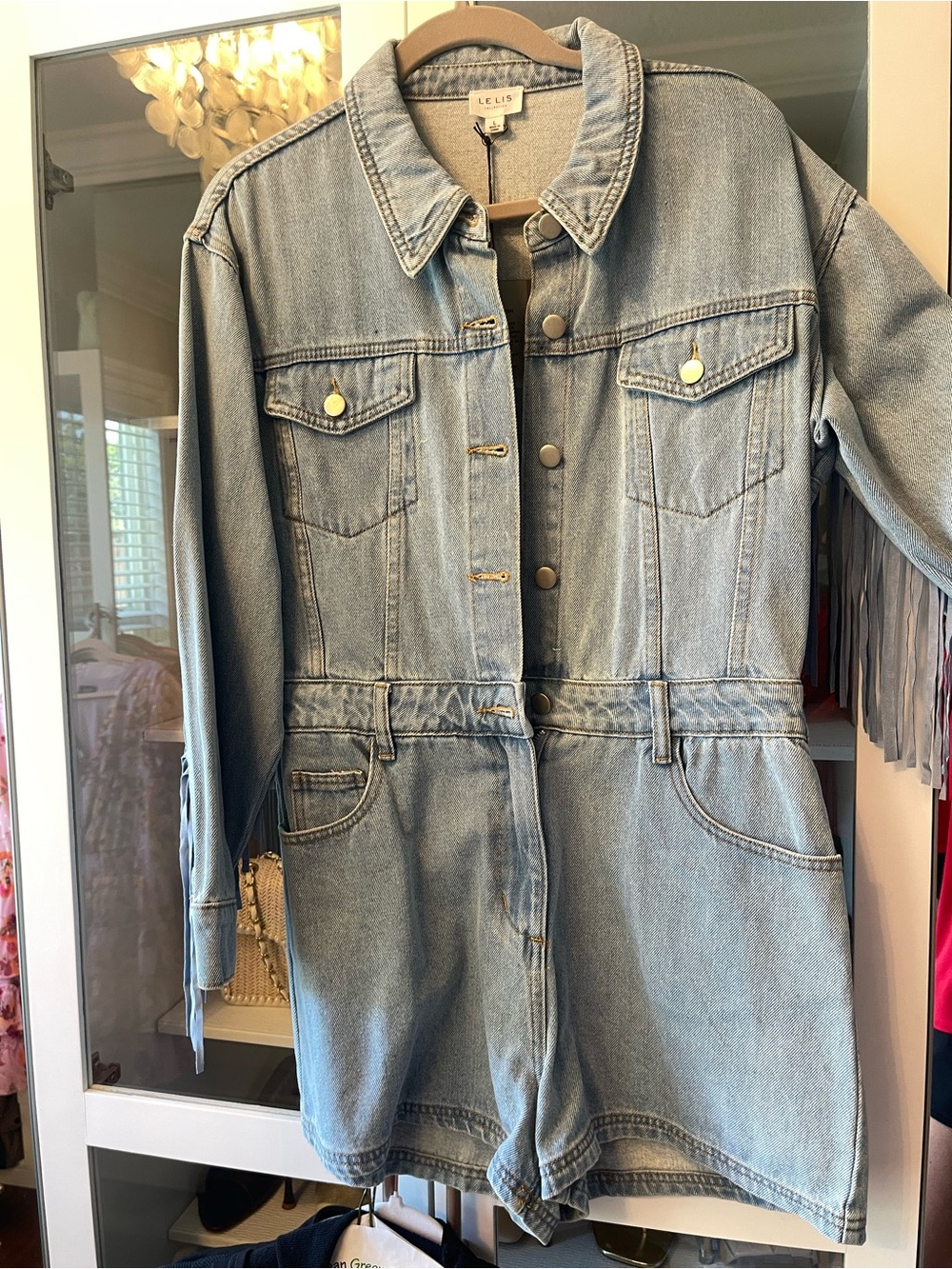Le Lis Light Blue Denim Romper